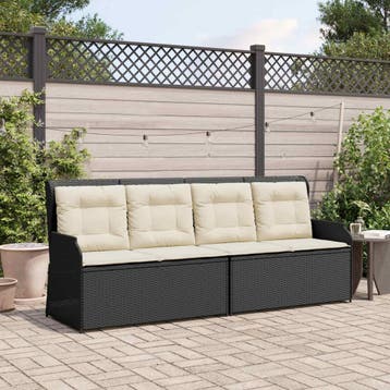 vidaXL Tuinbank Zwart en Crème Wit poly rattan, Tuin en Terras, Verzenden, Nieuw