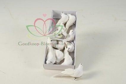 Duifjes Witte duiven 10x3 cm en 5x4 cm doos 12 stuks, Hobby en Vrije tijd, Knutselen, Nieuw