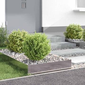 vidaXL Gazonrand 4 st 60 x 60 x 20 cm Staal Zilverkleurig, Jardin & Terrasse, Traverses & Bordures, Verzenden