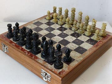 Schaakspel - Hout en Marmer