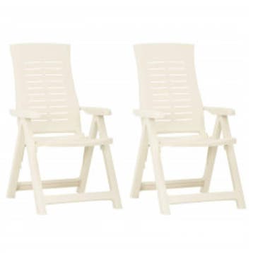 vidaXL Opklapbare ligstoelen, 2 stuks, wit plastic., Tuin en Terras, Verzenden, Nieuw