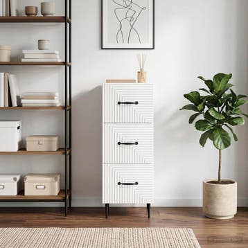 vidaXL Ladekast Hoogglans Wit 33 x 34,5 x 89,5 cm Bewerkt, Huis en Inrichting, Verzenden, Nieuw