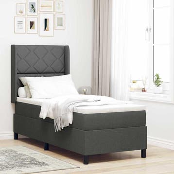 vidaXL LED Box Spring Bed met hoofdeinde Donkergrijs 80 x, Verzenden