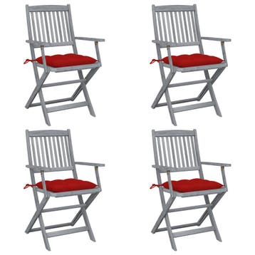 vidaXL Set van 4 klapstoelen met kussens, gemaakt van, Verzenden, Nieuw