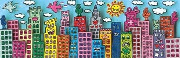 James Rizzi (1950-2011) - A Bunch Of Birds On Buildings -, Antiek en Kunst