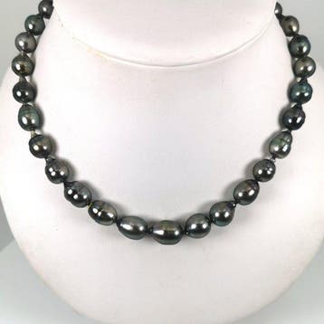 Halsketting Zilver Parel - Tahiti BQ Ø 9,3×11,2 mm, Nieuw