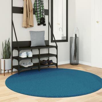 vidaXL Vloerkleed OVIEDO laagpolig Ø 160 cm turquoise, Verzenden