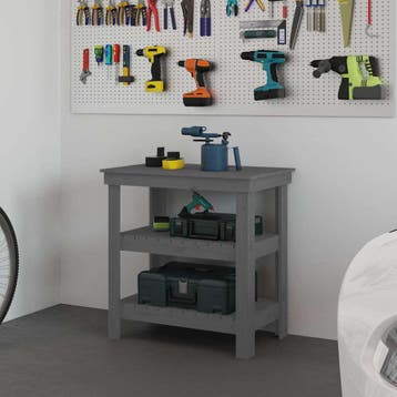 vidaXL Werkbank 78,5x50x80 cm massief grenenhout grijs, Verzenden, Nieuw