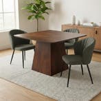 Mangohouten eettafel Mick vierkant bruin 90x90cm, Verzenden