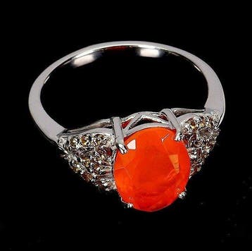 Sans prix de réserve - Bague Argent, plaqué or blanc Opale