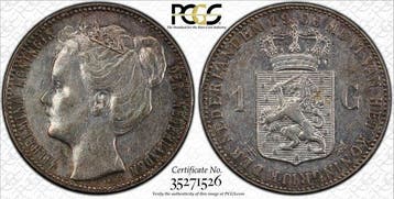 Nederland. Wilhelmina. 1 Gulden 1906 ZELDZAAM in PCGS slab