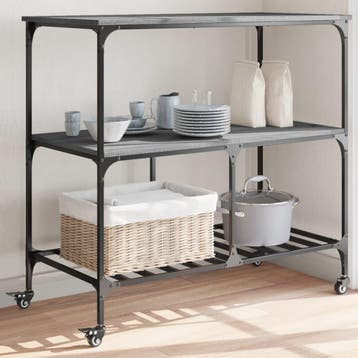 vidaXL Keukentrolley 100x50x95 cm bewerkt hout grijs sonoma, Verzenden, Nieuw