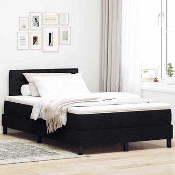 vidaXL Boxspring bed met hoofdeinde Zwart 120 x 200 cm Stof, Verzenden, Nieuw