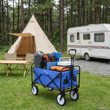 vidaXL Vouwbare winkelwagentje met remmen Blauw 94 x 53 x 99, Verzenden, Nieuw