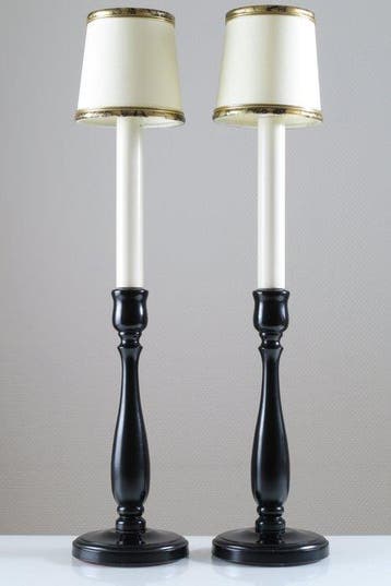 Set Chique Hoge Empire Tafellampen - Tafellamp (2) - Hout,