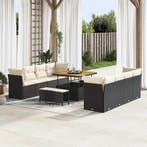 vidaXL Tuinbank Set met kussen 11 pcs Zwart en Crème poly, Verzenden, Nieuw