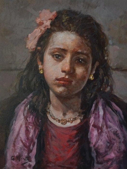 Giacomo Moretti (1939) - Popolana, Antiquités & Art, Art | Peinture | Classique