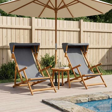 vidaXL Ligstoel 2 pcs 3 Positie massief eucalyptushout Grijs, Verzenden