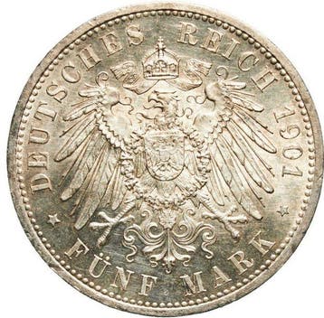Duitsland, Pruisen Wilhelm II. 5 Mark 1901 (Prusia)