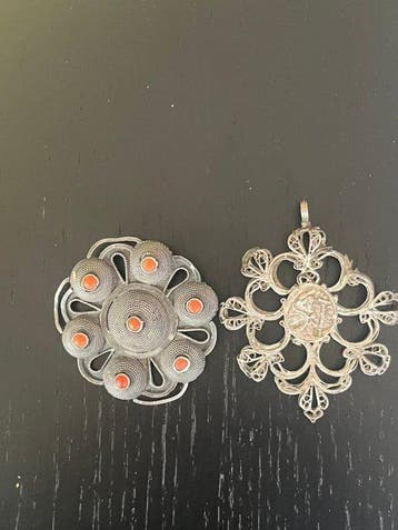 Zonder minimumprijs - Broche Zilver, Set Sardijnse Antieke