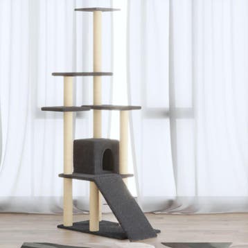 vidaXL Kattenmeubel met sisal krabpalen 155 cm donkergrijs, Verzenden, Nieuw