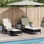 vidaXL Ligstoel 3 pcs Zwart en Crème Wit 55 x 200 x 92 cm, Verzenden, Nieuw