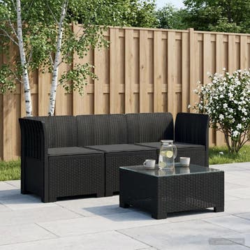 vidaXL 3-Zits Tu bank met Kussens Rattan Look PP Antraciet, Verzenden, Nieuw