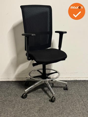 Interstuhl Se7en LX002 - Counterstoel - Zwart/Chroom - Refur, Ophalen of Verzenden, Stoel