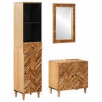 vidaXL Badkamerkast set met lade met opslag 3 pcs Massief, Verzenden, Nieuw