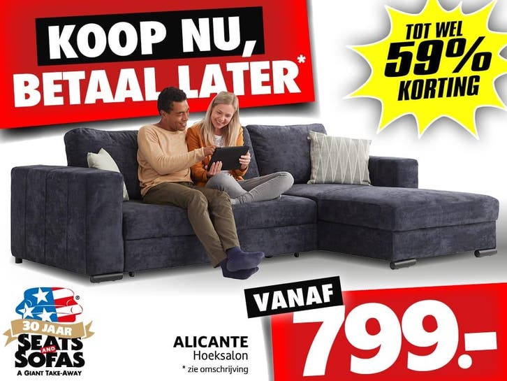 Alicante Hoeksalon vanaf €799.-  Betaal in 12x zonder rente!, Maison & Meubles, Canapés | Salons