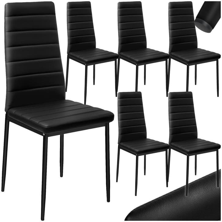 Eetkamerstoelen, kunstleer - zwart, Set van 6, Maison & Meubles, Chaises, Envoi