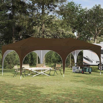 vidaXL Pop-up Feesttent 575 x 288 x 245 cm Taupe Oxford Stof, Verzenden, Nieuw