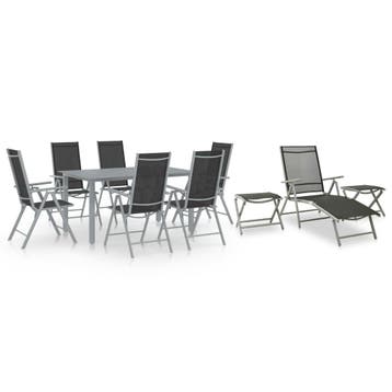 vidaXL 10-delige Tuinset zwart en zilverkleurig, Verzenden, Tuinset
