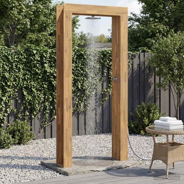 vidaXL Buitendouche 226 cm Massief acaciahout en roestvrij, Tuin en Terras, Verzenden, Nieuw