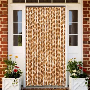 vidaXL Vliegengordijn 100x200 cm chenille okerkleurig en wit, Verzenden