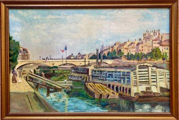 Franse school (XX) - Vue animée de la Seine à Paris