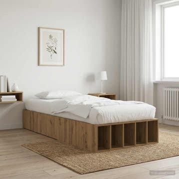 vidaXL Bedombouw met opslag Artisanaal eiken 80 x 200 cm, Verzenden