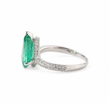 Bague tendance - 14 carats Or blanc - 2.68ct. tw. Émeraude -
