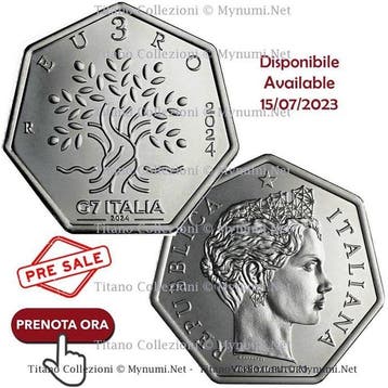 Italië. 3 Euro 2024 G7 Italia (Zonder minimumprijs)
