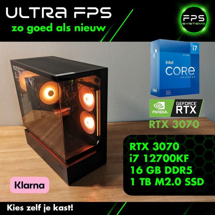Game PC i7 12700KF – RTX 3070 – 16GB – 1 TB m2.0 SSD, Computers en Software, Desktop Pc's, 3 tot 4 Ghz, SSD, Met videokaart, Gaming