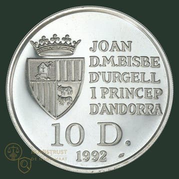 Andorra. 10 Dinar 1992 Wildlife Red squirrel (Zonder