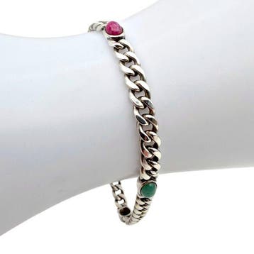 Zonder minimumprijs - Armband Zilver - Saffier, Smaragd &