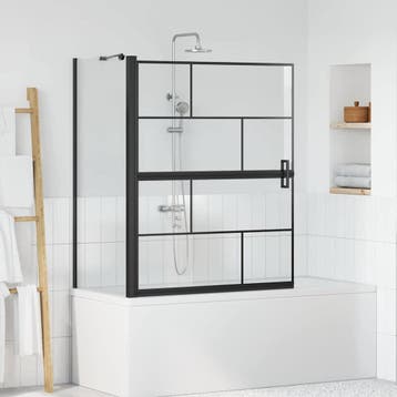 vidaXL Bad Douche Scherm Zwart en Transparant 100 x 68 x 128, Verzenden, Nieuw