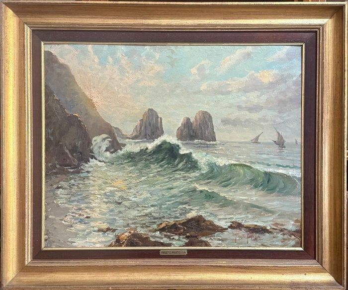 Fausto Pratella (1888-1964) - Marina di Capri, Antiquités & Art, Art | Peinture | Classique