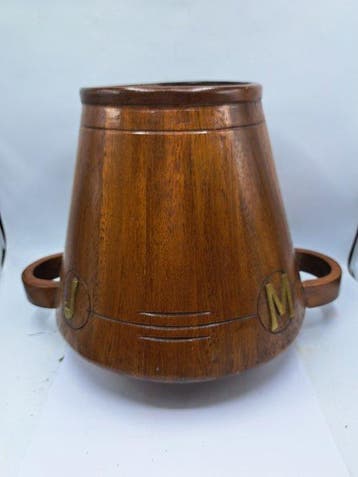 Emmer - Conisch - Hout, Messing - Houten Emmer, Antiek en Kunst