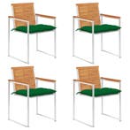 vidaXL Tuinstoelen 4 st met kussens massief acaciahout, Tuin en Terras, Tuinstoelen, Verzenden, Nieuw
