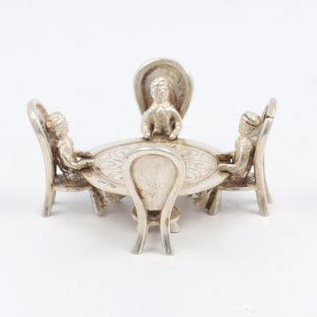 H. Looren de Jong - Miniatuur Pokertafel - Beeldje - .835