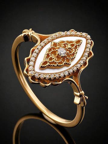 Marquise Schelpparel Ring -925 Sterlingzilver - Romantisch