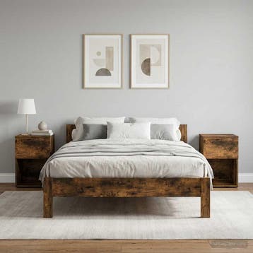 vidaXL Bedkast 2 st Gerookt eiken 29 x 31,5 x 49 cm Bewerkt, Verzenden