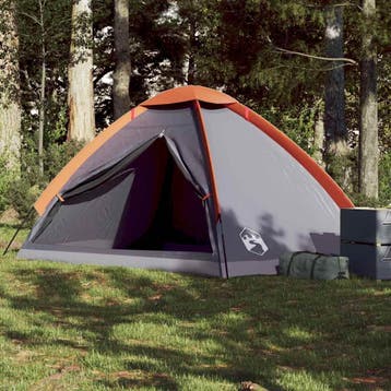 vidaXL Koepeltent 4-persoons waterdicht grijs en oranje, Verzenden, Nieuw